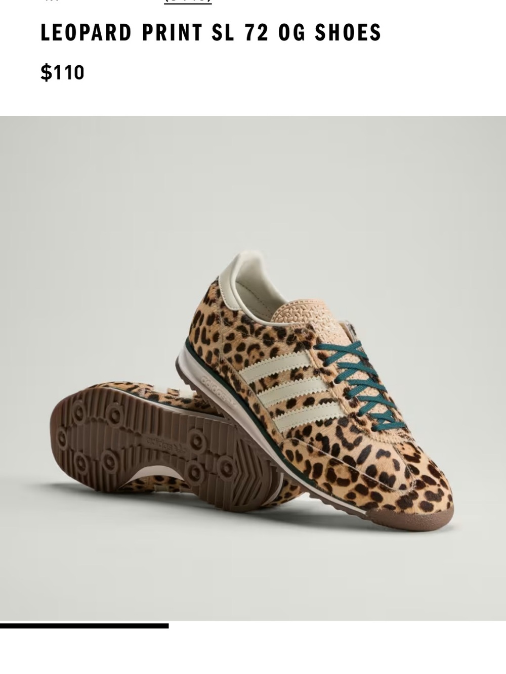 ADIDAS LEOPARD PRINT SL 72 OG SHOES - Picture 2 of 7